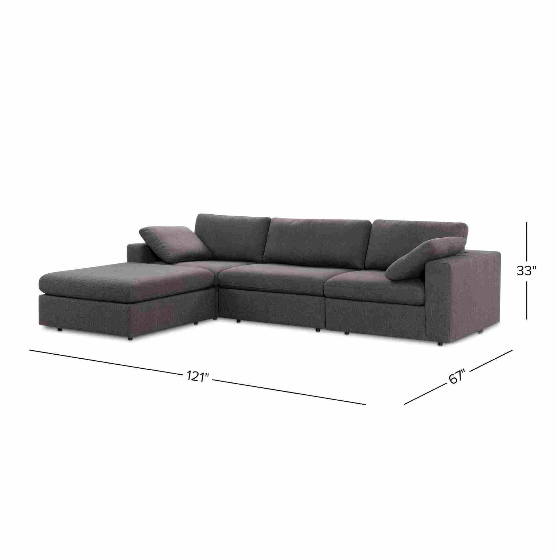 Cecilia modular corner sectional sofa in charcoal gray fabric by HouseOfZazla, 121in wide on Tampa Home & Garden Store