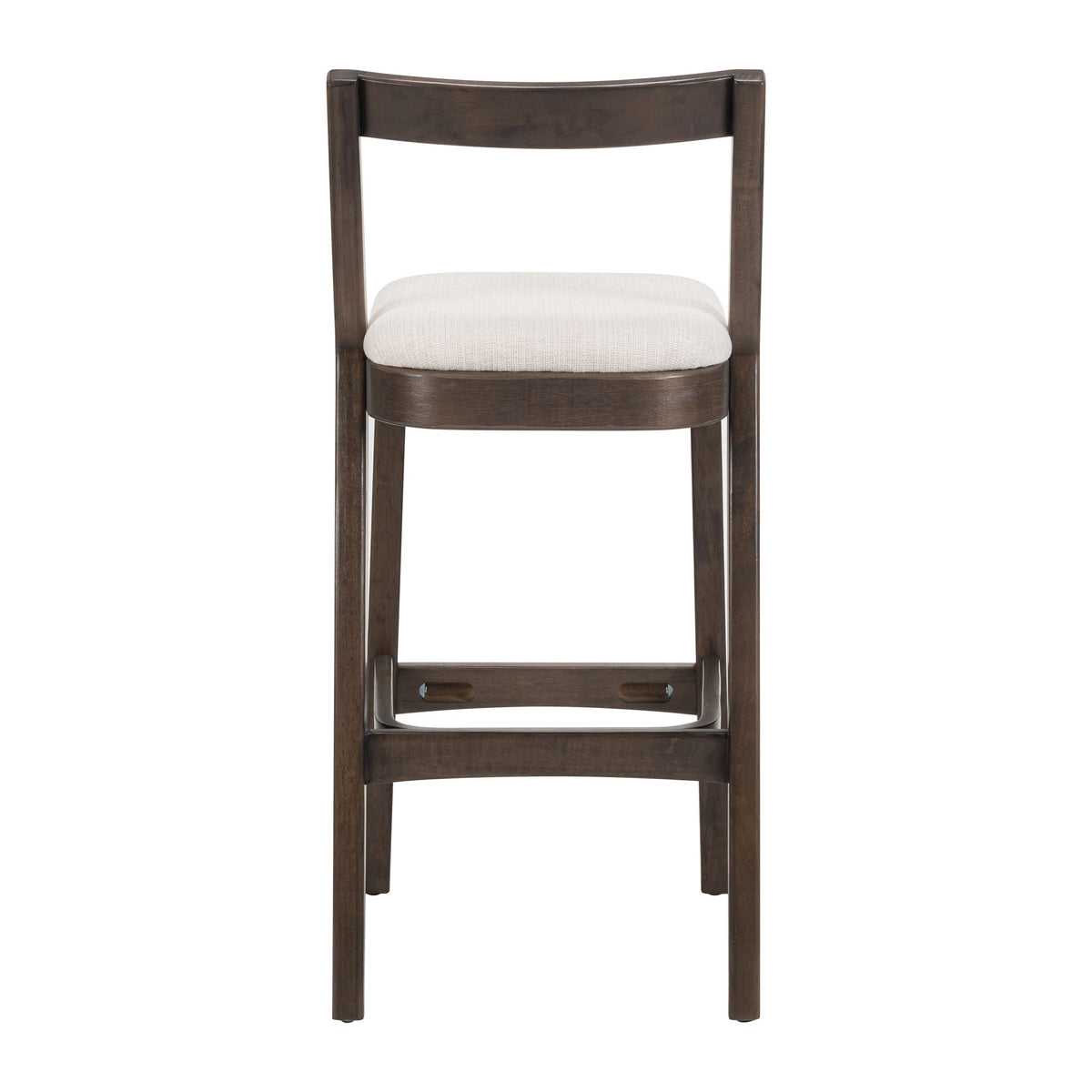 Jasper indoor barstool, dark brown rubberwood frame with beige upholstered seat set of 2 on Tampa Home & Garden Store