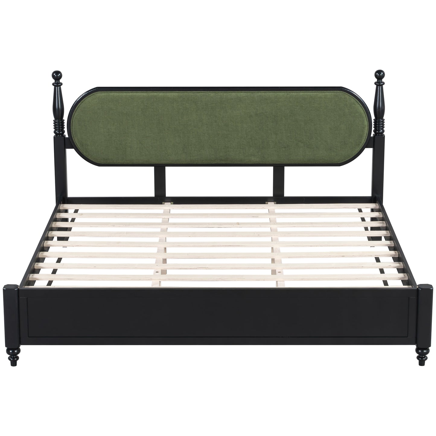Modern King Bed Frame With Solid Wood Slats