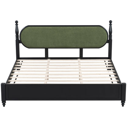 Modern King Bed Frame With Solid Wood Slats