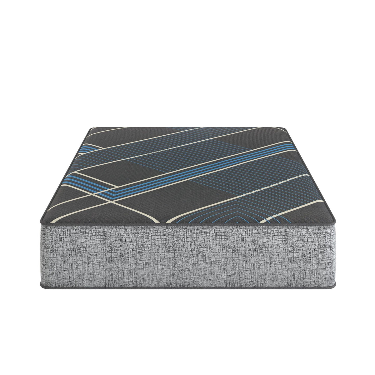 Tempagel 13in Lux Firm Hybrid Mattress by HouseOfZazla with cooling top gray striped cover on Tampa Home & Garden Store