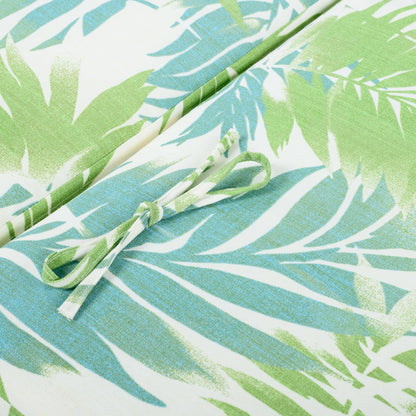 Lounge chaise cushions leaf coconut print fabric in green and blue, 2 inch thick padding on Tampa Home & Garden Store