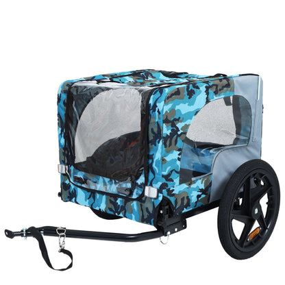 Outdoor Heavy Duty Collapsible Pet Bike Trailer blue camo 16-inch wheels by HouseOfZazla on Tampa Home & Garden Store