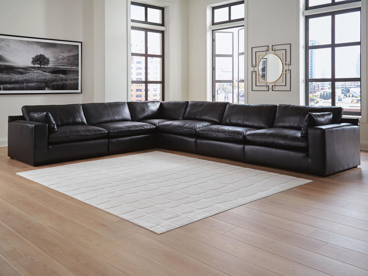 Emilia Sectional Sofa with Leather Accents