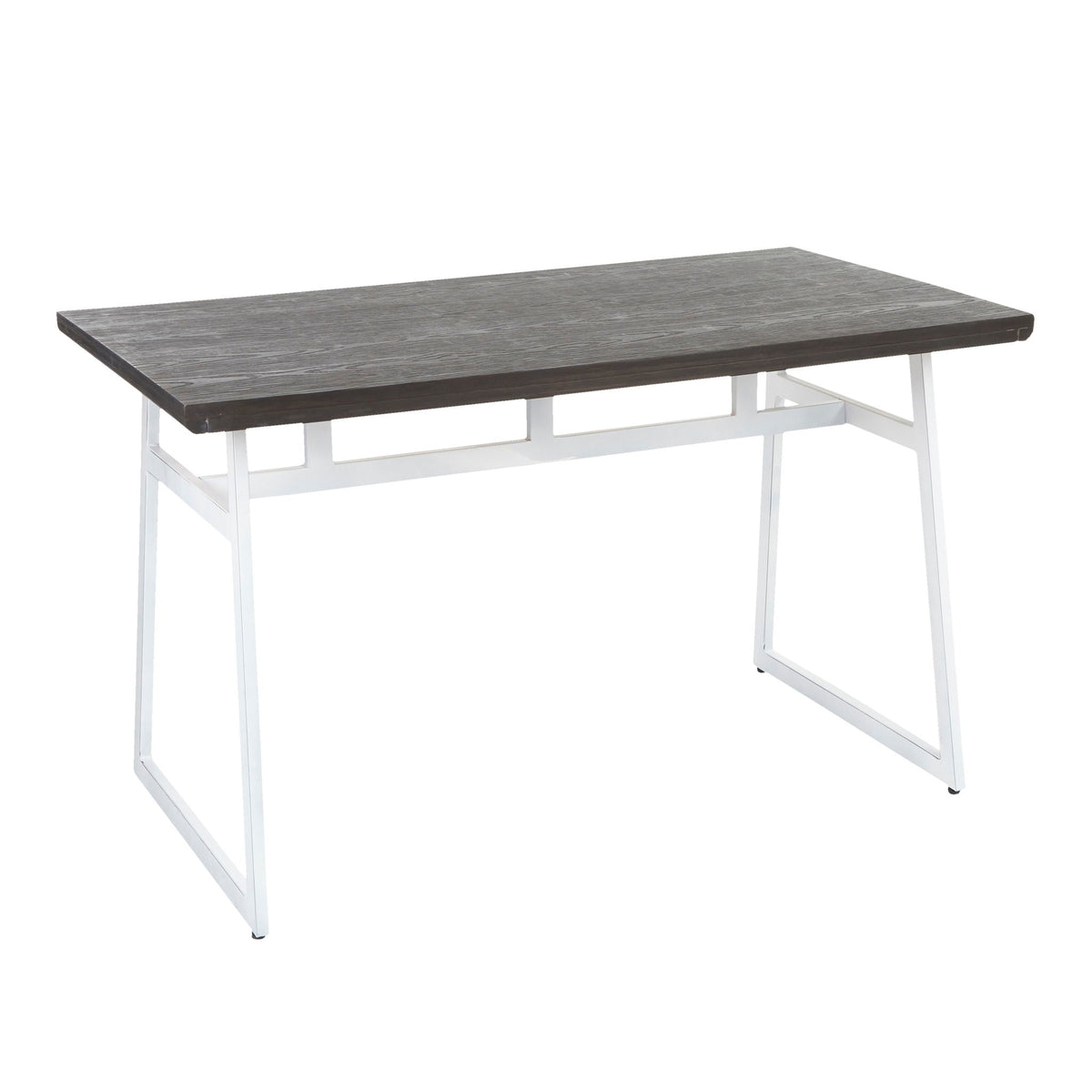Industrial dining table with espresso wood top and white geometric metal base HouseOfZazla on Tampa Home & Garden Store