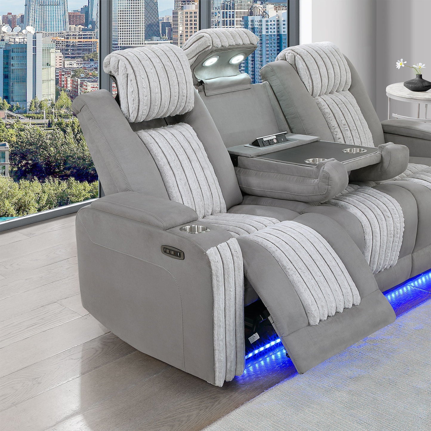 Duran Power Reclining Sofa and Drop Down Table