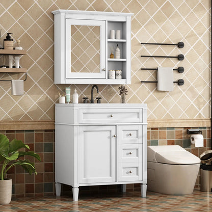 Bathroom Vanity with Top Sink and Mirror Cabinet