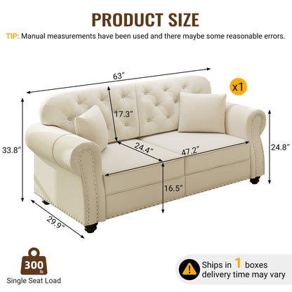Plush Upholstered Chesterfield Sofa and Nailhead