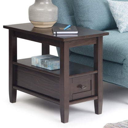 Warm Shaker coffee table with a drawer and lower shelf in dark espresso wood on Tampa Home & Garden Store