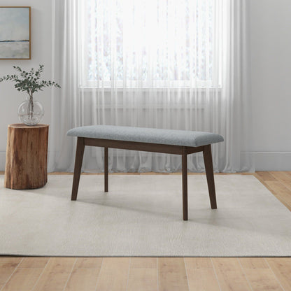 Carlos Upholstered Bench gray high-density foam cushion by HouseOfZazla on Tampa Home & Garden Store