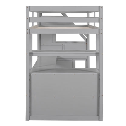 Gray metal loft bed frame with slatted bed base and open lower storage area on Tampa Home & Garden Store