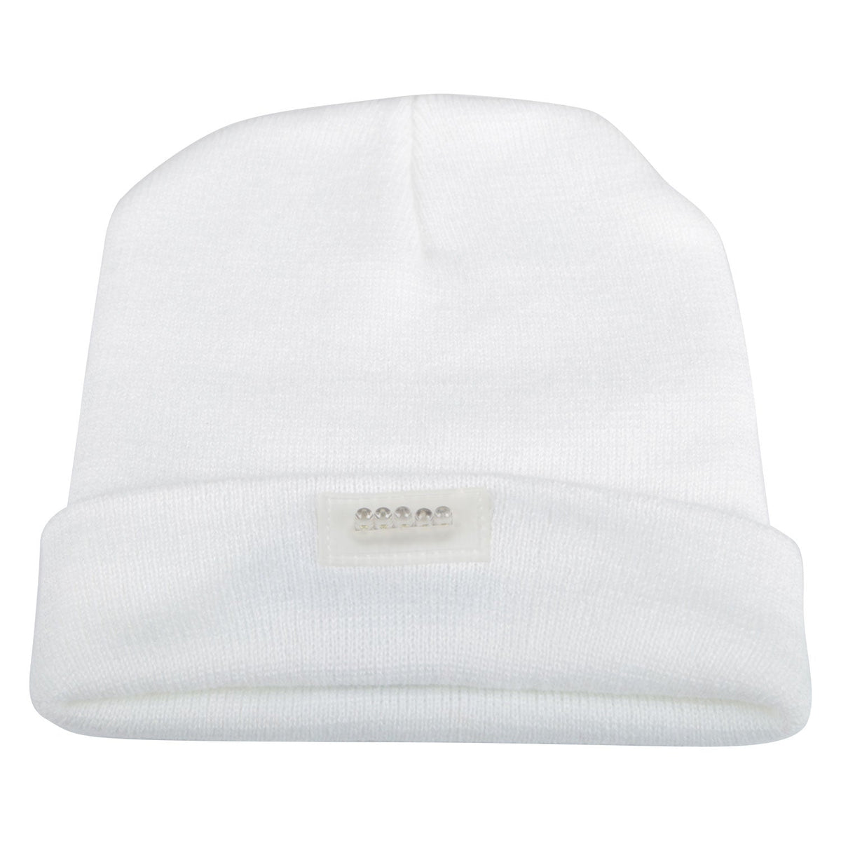 GemGear unisex white knitted beanie with 5 LED headlamp built-in on Tampa Home & Garden Store