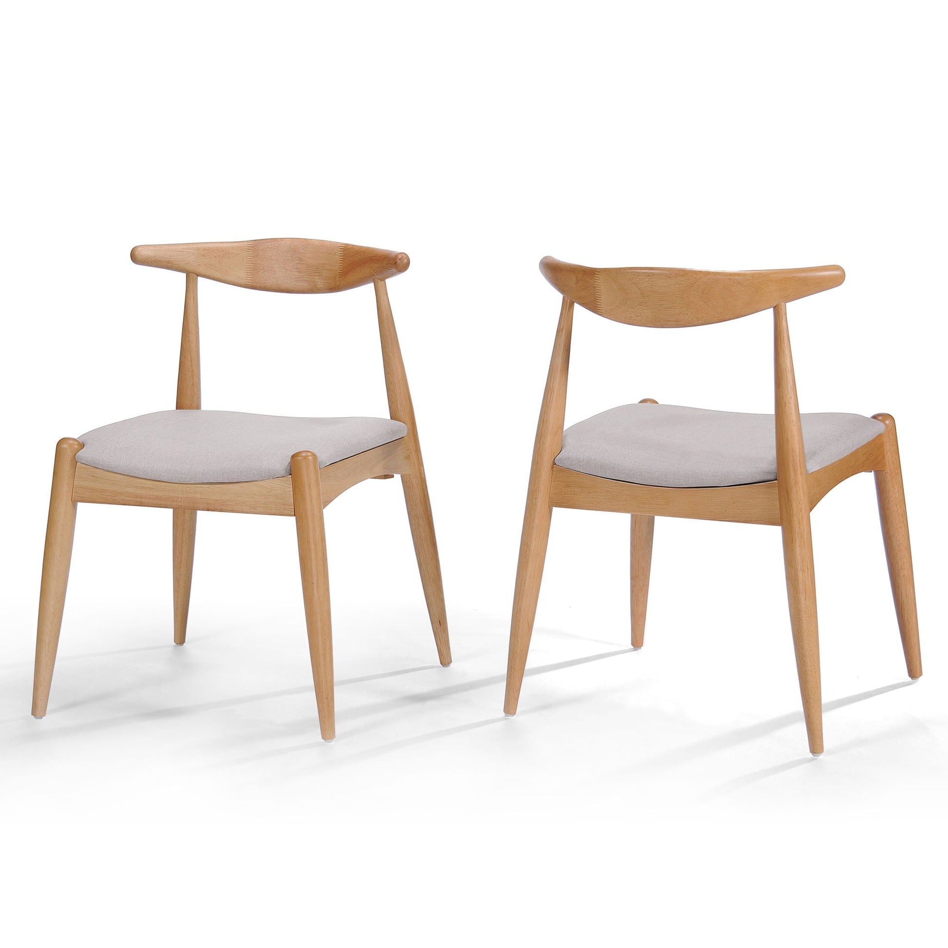 Elegant dining chairs set of 2 with wood frames and light gray cushions on Tampa Home & Garden Store