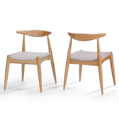Elegant dining chairs set of 2 with wood frames and light gray cushions on Tampa Home & Garden Store
