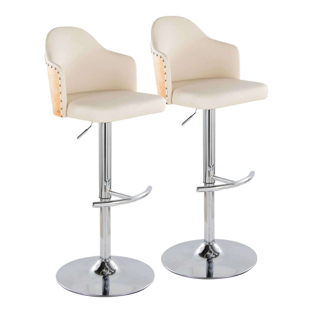 Contemporary adjustable barstool set in cream with chrome bases, 2 stools HouseOfZazla on Tampa Home & Garden Store