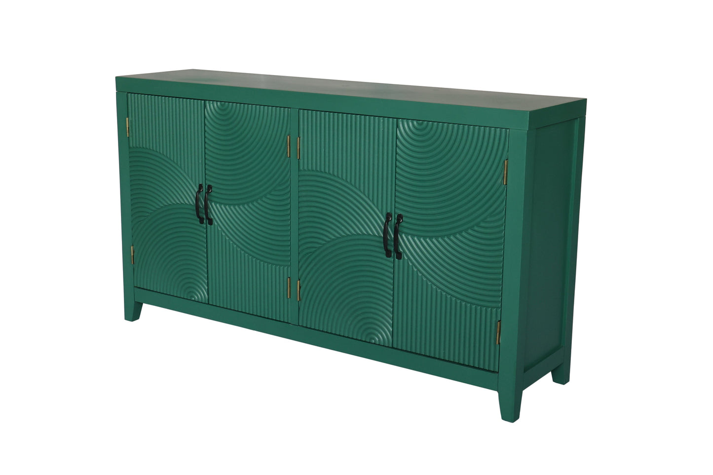 59in Green Accent Cabinet 4-door mid-century modern ribbed circular door panels HouseOfZazla on Tampa Home & Garden Store