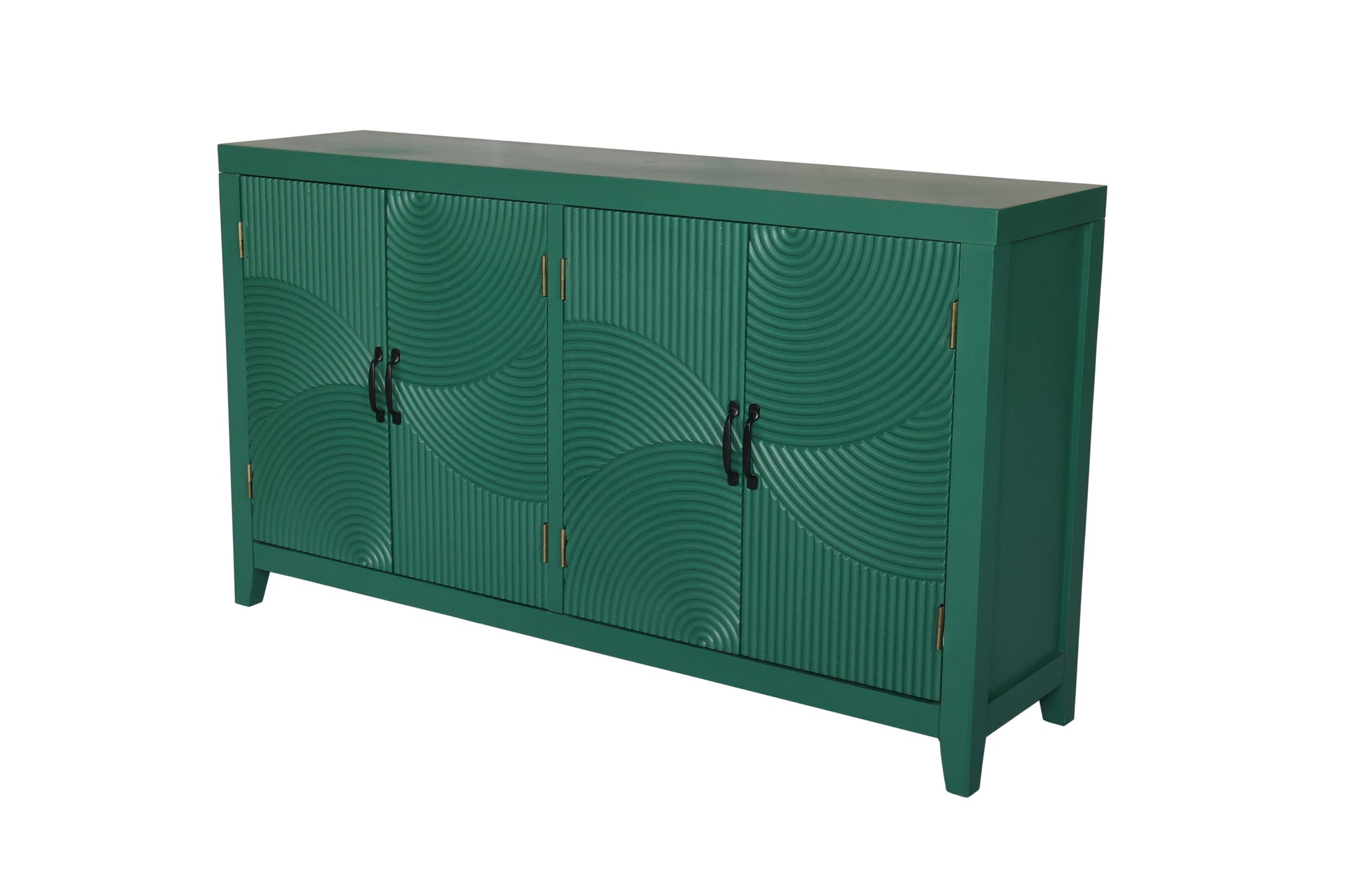 59in Green Accent Cabinet 4-door mid-century modern ribbed circular door panels HouseOfZazla on Tampa Home & Garden Store