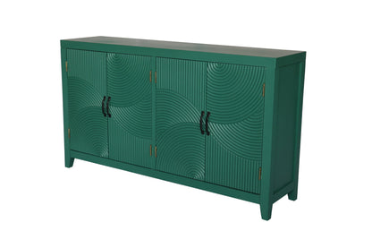 59in Green Accent Cabinet 4-door mid-century modern ribbed circular door panels HouseOfZazla on Tampa Home & Garden Store