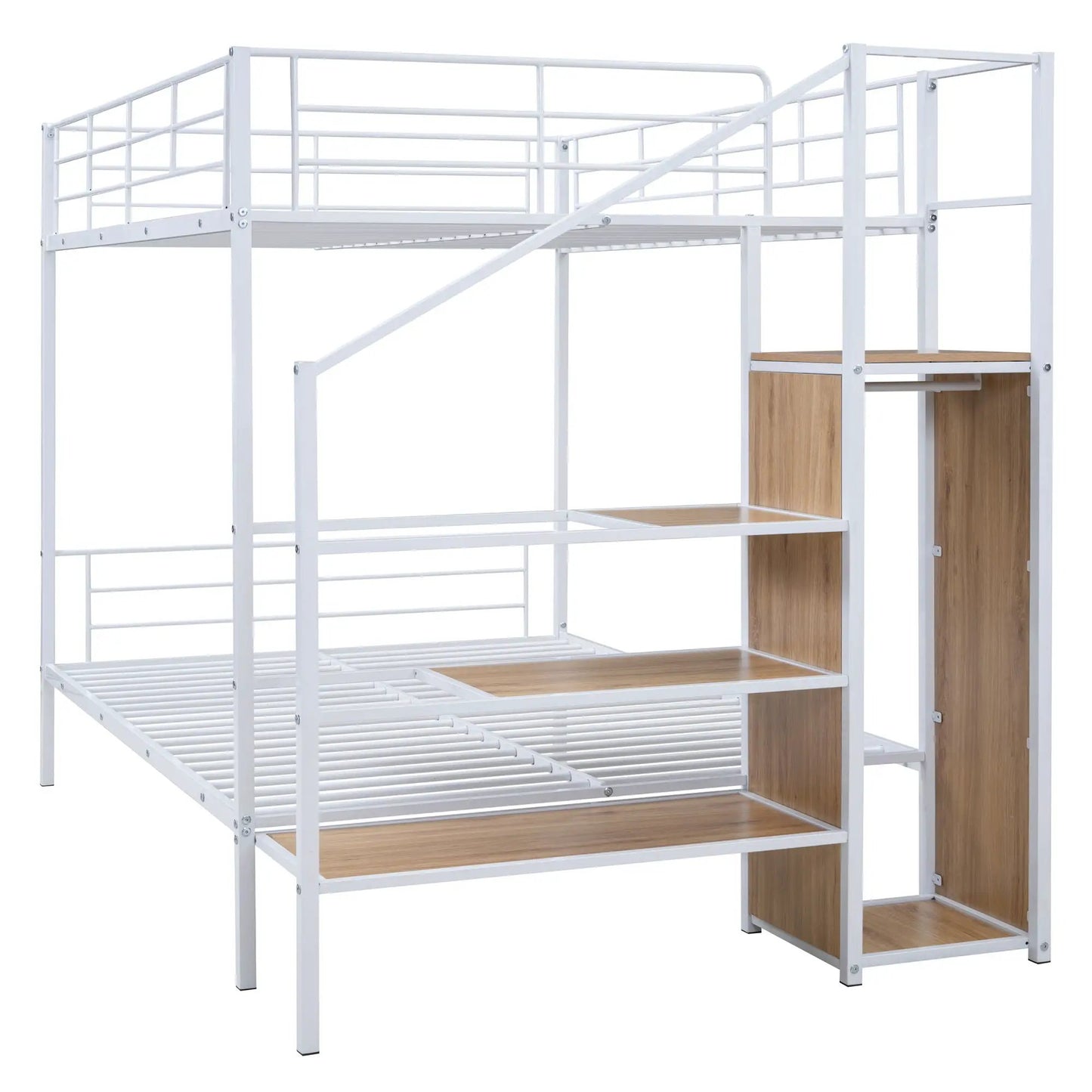 Bunk Bed With Lateral Storage Ladder and Wardrobe