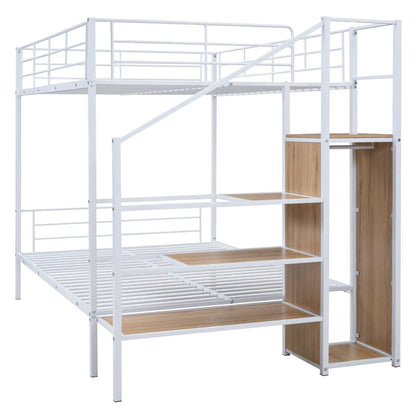 Bunk Bed With Lateral Storage Ladder and Wardrobe