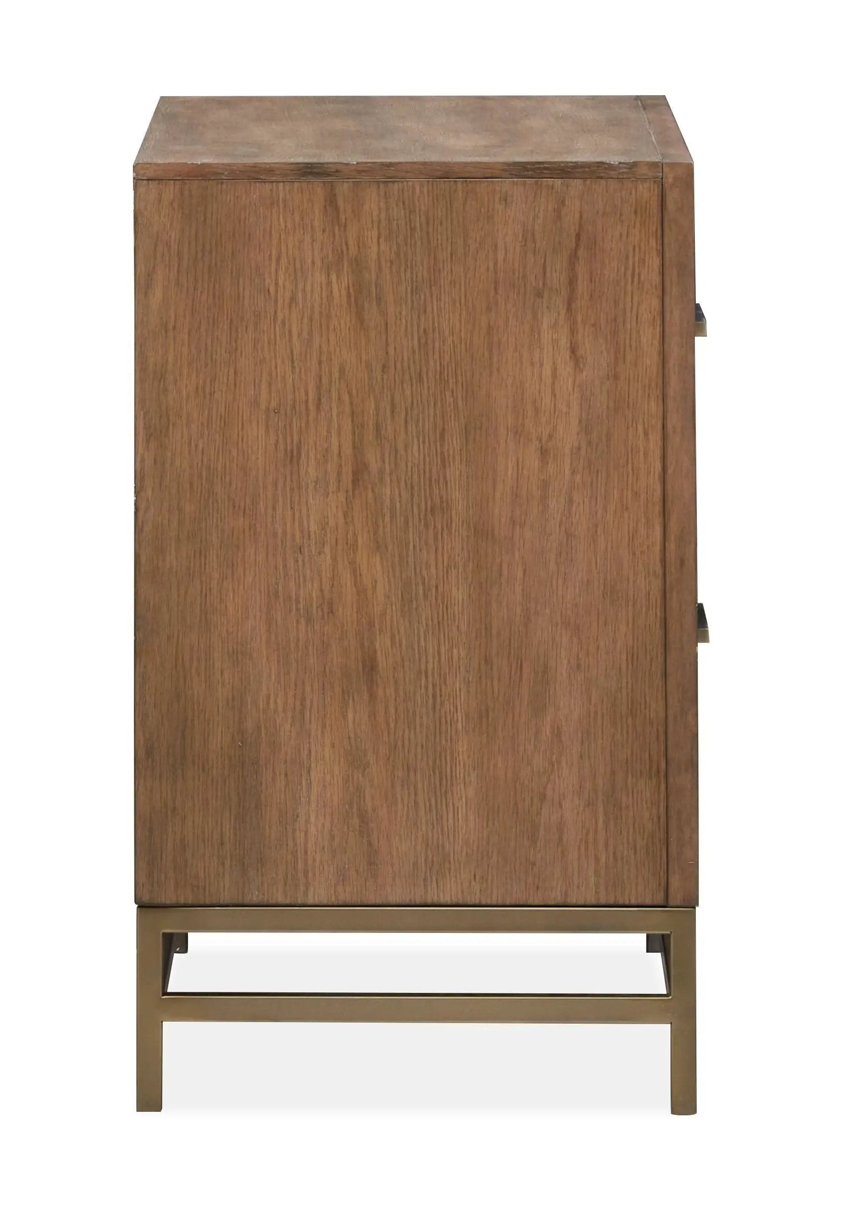 Lindon Drawer Nightstand Belgian Wheat wood with brass base Unique Piece Furniture nightstand on Tampa Home & Garden Store