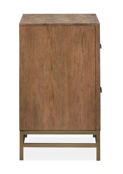 Lindon Drawer Nightstand Belgian Wheat wood with brass base Unique Piece Furniture nightstand on Tampa Home & Garden Store