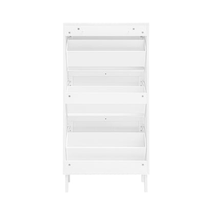 Shoe rack cabinet Modern Rattan 3-Door white entryway organizer by HouseOfZazla on Tampa Home & Garden Store