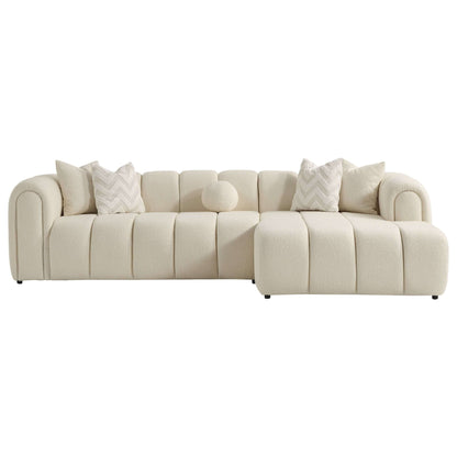 Beatrice modern tufted right sectional sofa ivory with chevron pillows by HouseOfZazla on Tampa Home & Garden Store