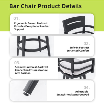 Modern Outdoor Aluminum Patio Bar Set And Stools
