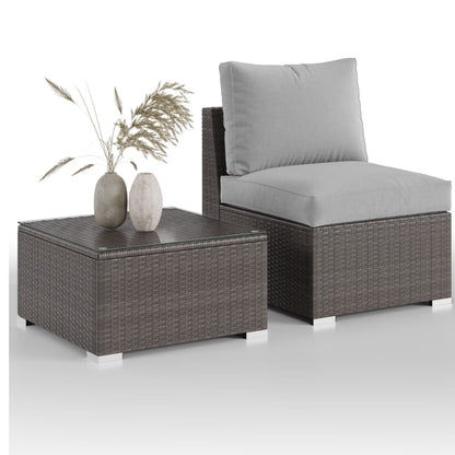 Modern Patio Set With Coffee Table dark brown wicker and gray cushions 2-piece outdoor on Tampa Home & Garden Store