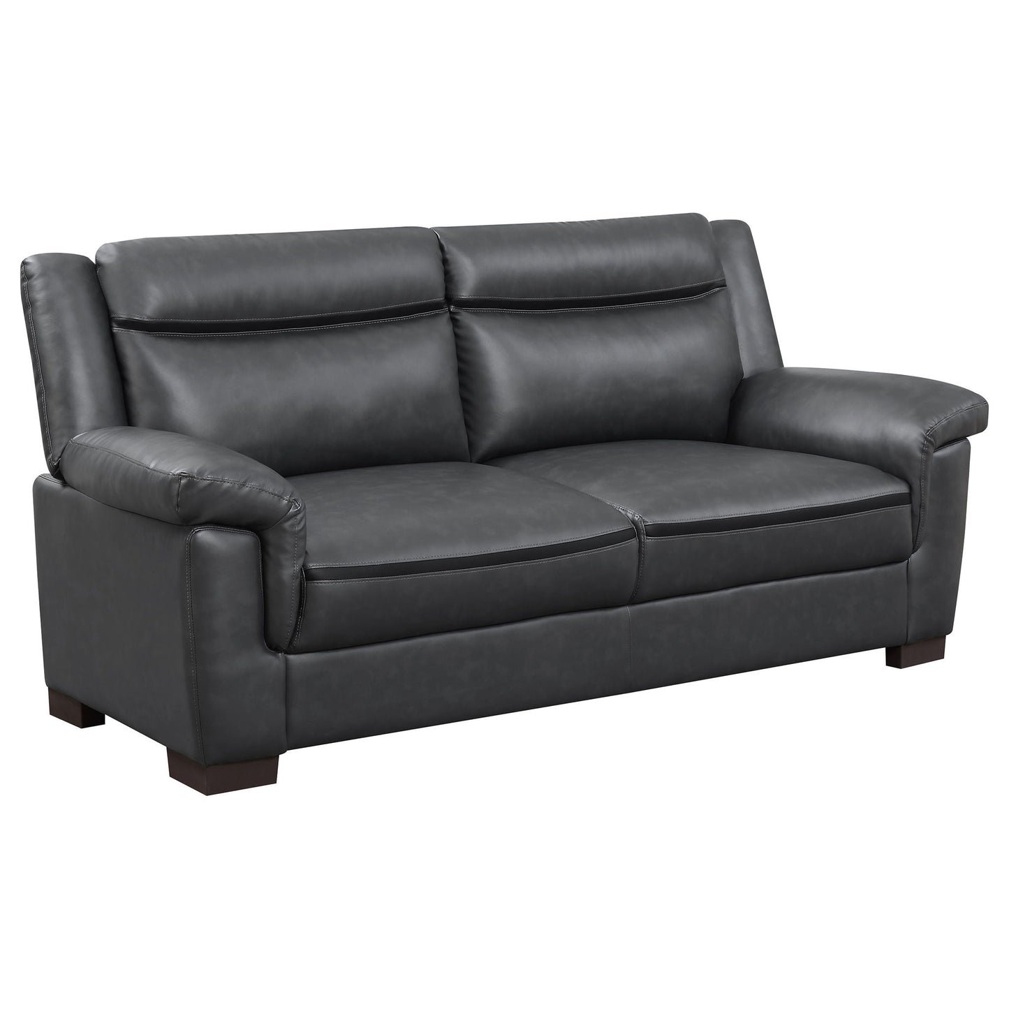 Contemporary Gray Sofa with Leatherette Finish