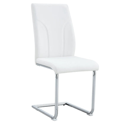 Modern dining chair white upholstery with high back and chrome sled base by Unique Piece Furniture on Tampa Home & Garden Store