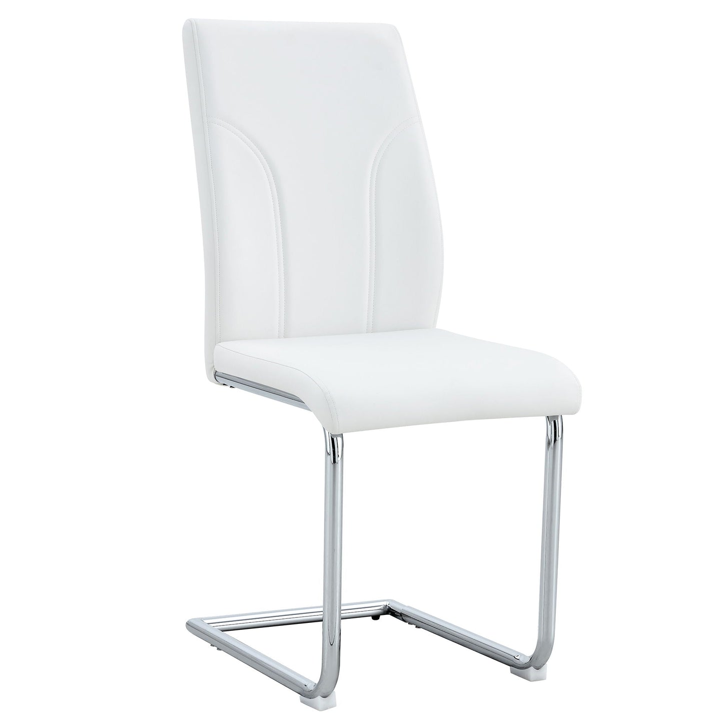 White leather modern dining chair with high back and chrome cantilever legs HouseOfZazla on Tampa Home & Garden Store