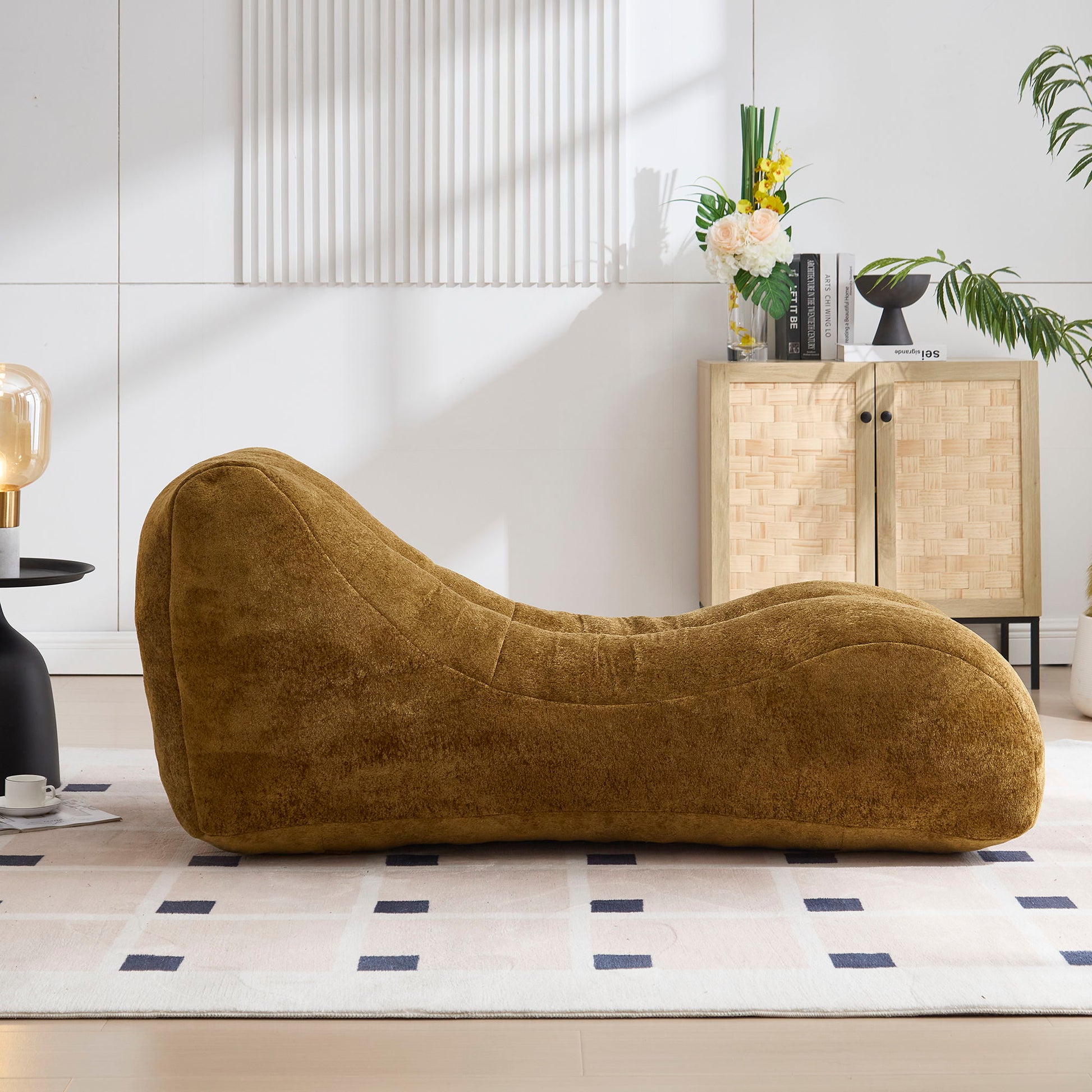 HouseOfZazla Creative Bean Bag Sofa Chair brown suede fabric with high quality sponge filling on Tampa Home & Garden Store
