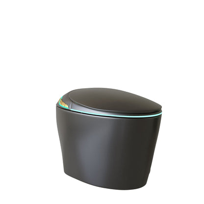 Smart toilet with matte black finish and ceramic bidet, HouseOfZazla, teal LED accent on Tampa Home & Garden Store