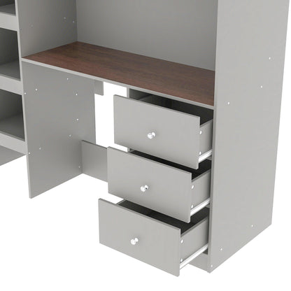Loft bed in gray with built-in wardrobe, desk, shelves and drawers by HouseOfZazla on Tampa Home & Garden Store