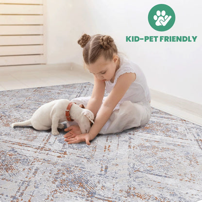 Geometric Area Rug in Neutral Tones for Home Use