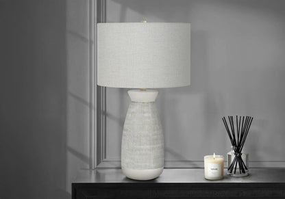 Table lamp ceramic gray with textured mosaic base and linen shade by Unique Piece Furniture on Tampa Home & Garden Store