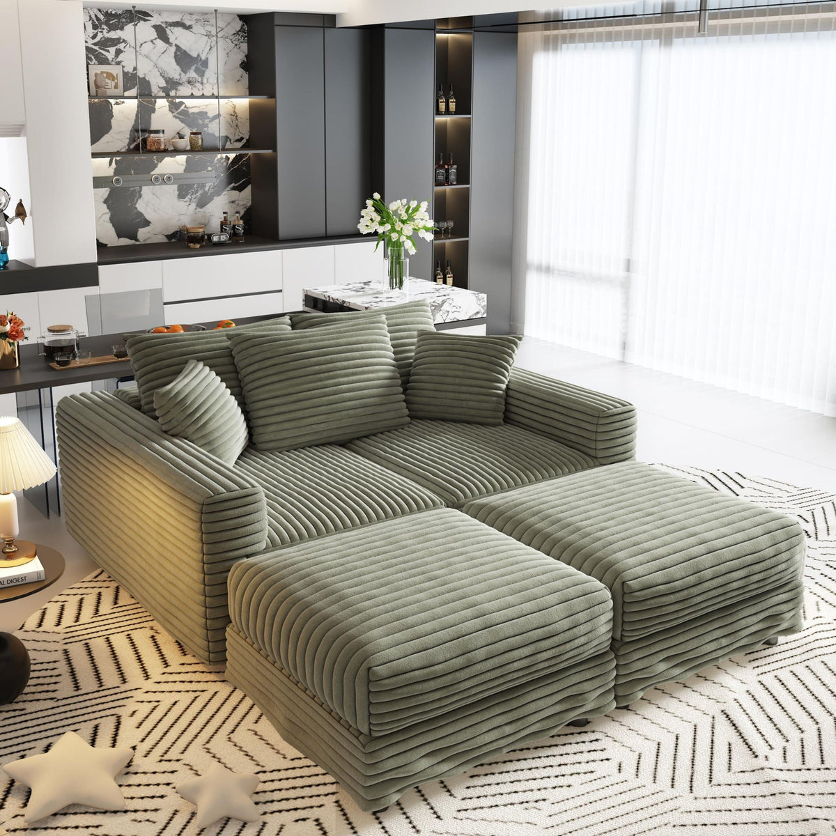 Convertible Sofa With Deep Seat and Pillows