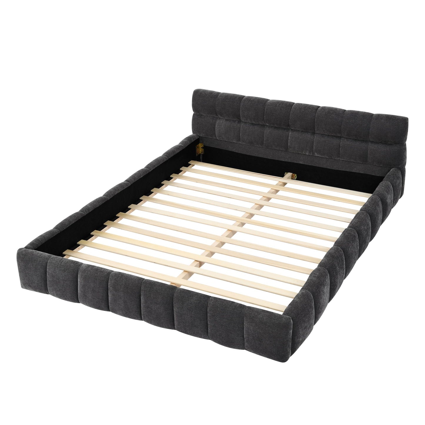 Modern Platform Bed and Thick Fabric Headboard
