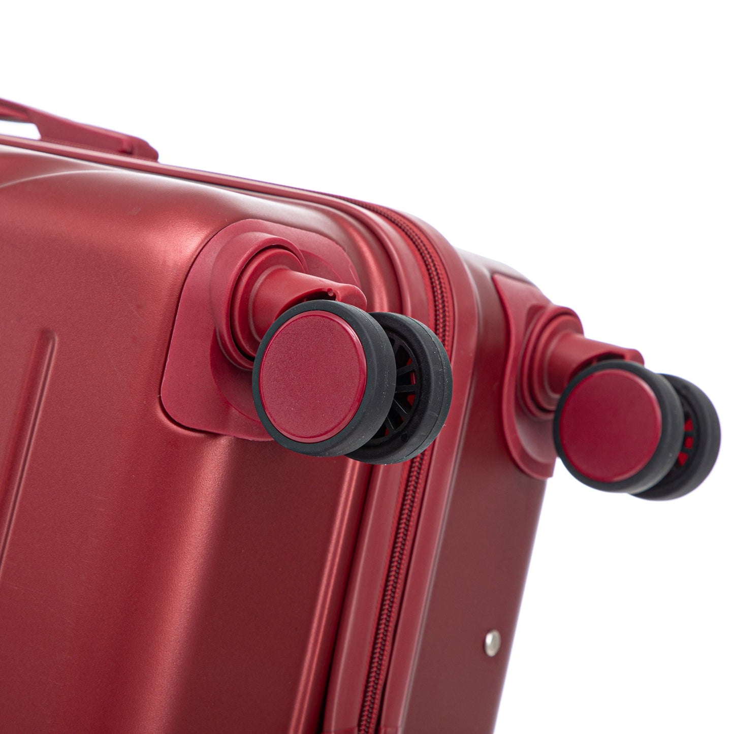 Luggage by HouseOfZazla in red with spinner wheels and zipper detail on Tampa Home & Garden Store