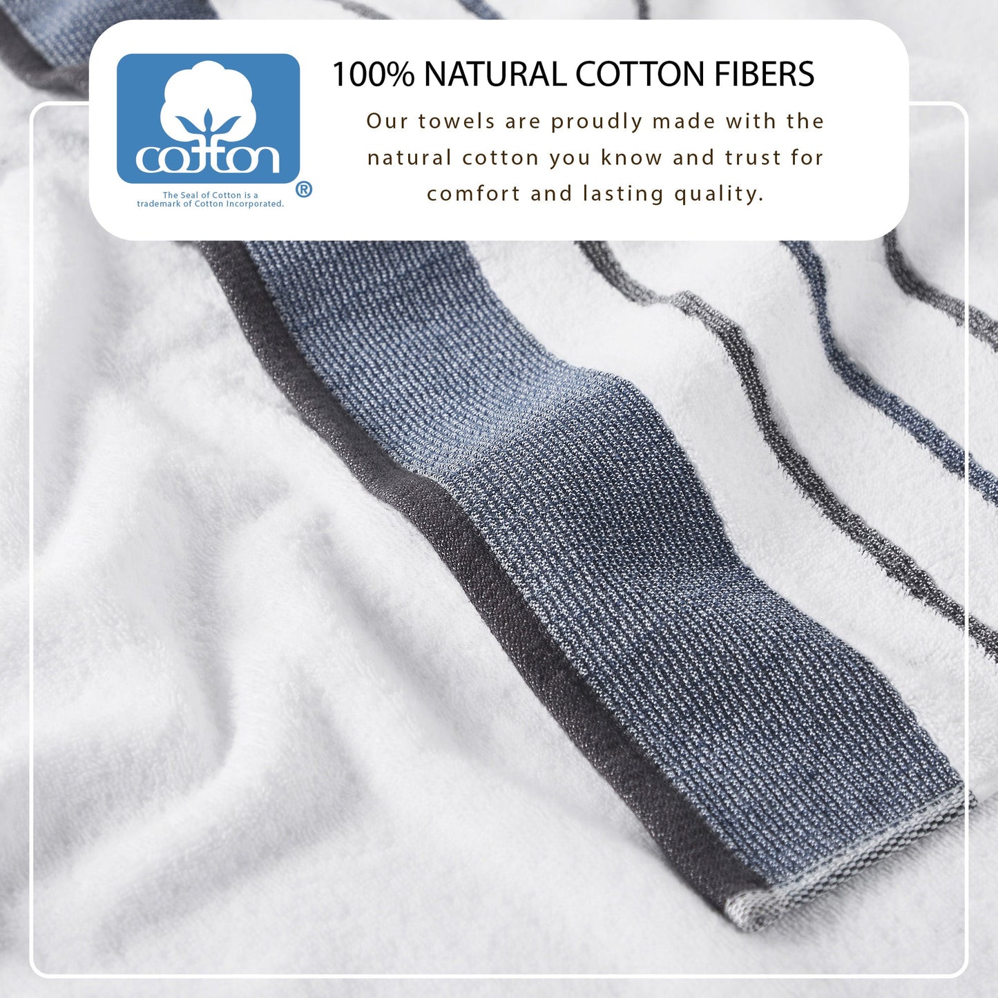Soft Cotton Bath Towel Set and Stripe Detail