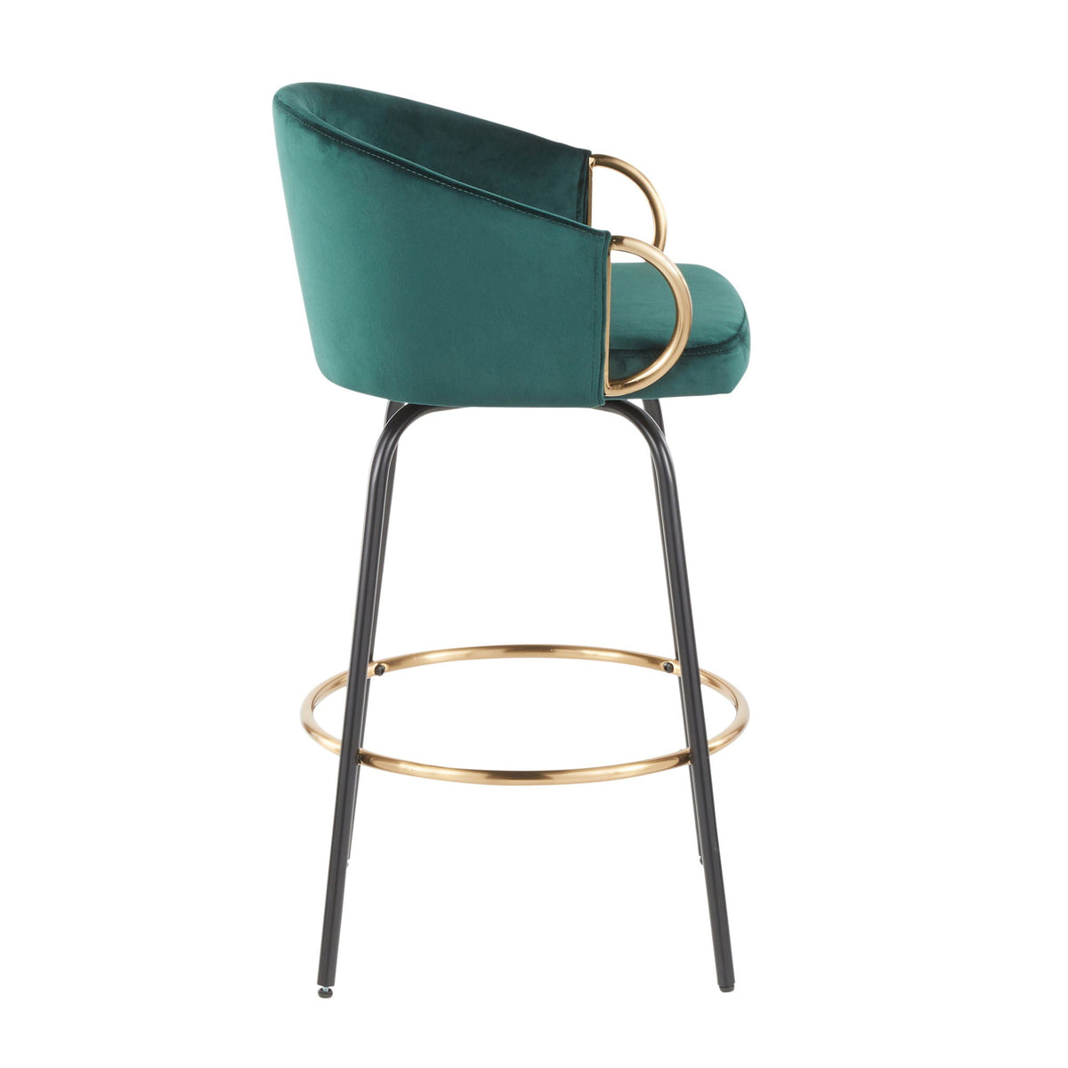 Contemporary glam counter stool with teal upholstery and gold ring arms by HouseOfZazla on Tampa Home & Garden Store