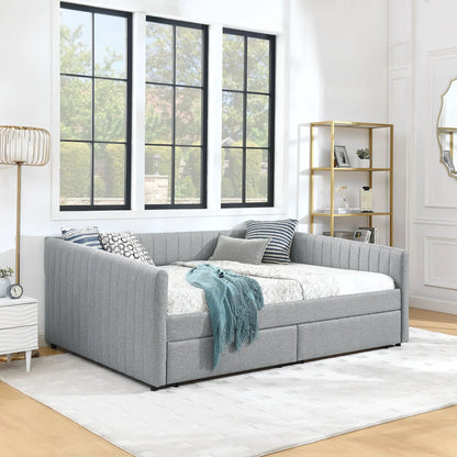 Upholstered Queen Daybed with 2 Drawers