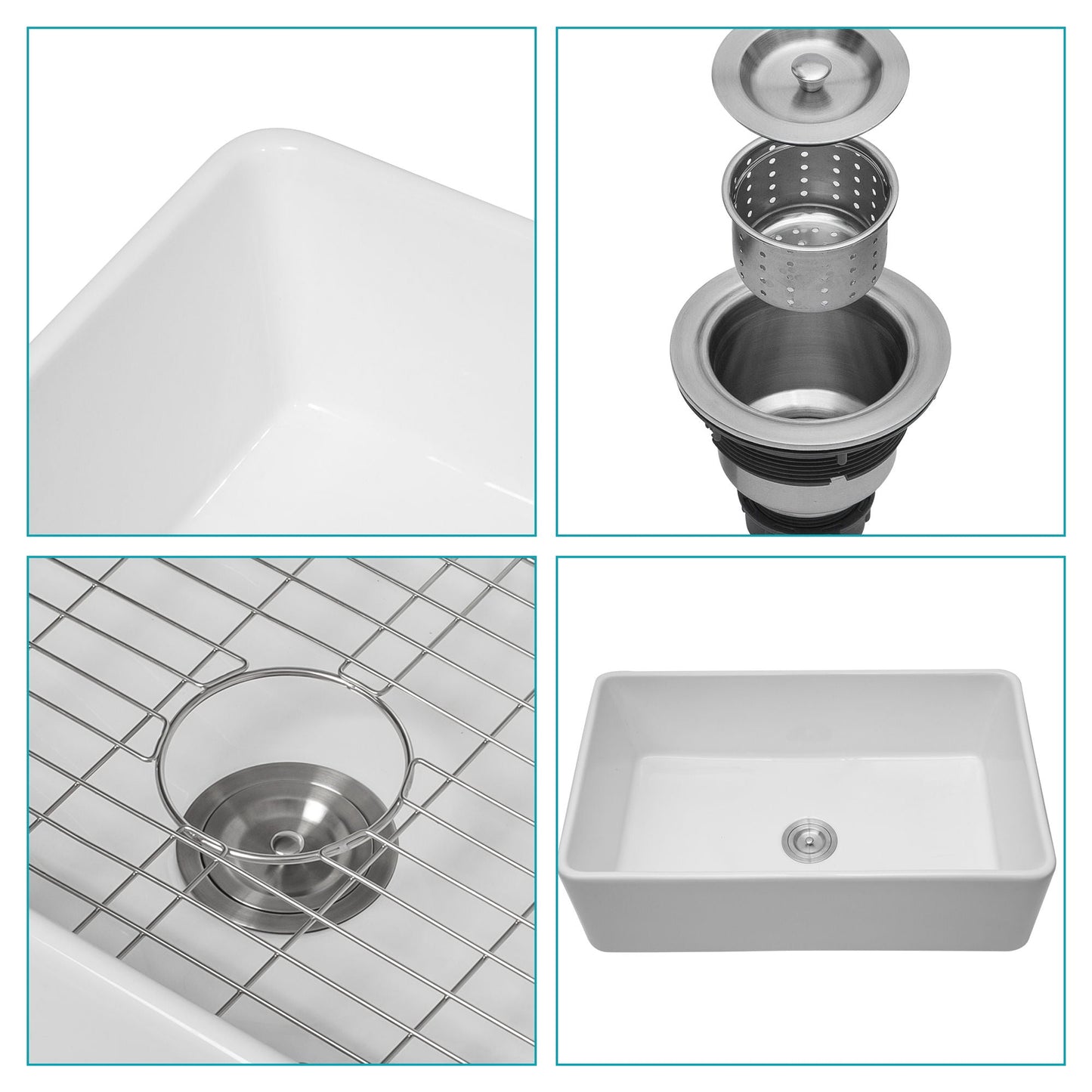 Elegant Farmhouse Apron Front Ceramic White Single Bowl Basin Undermount Sink HouseOfZazla on Tampa Home & Garden Store