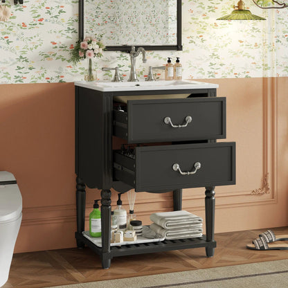 Wave Design Bathroom Vanity with Sink and Drawers