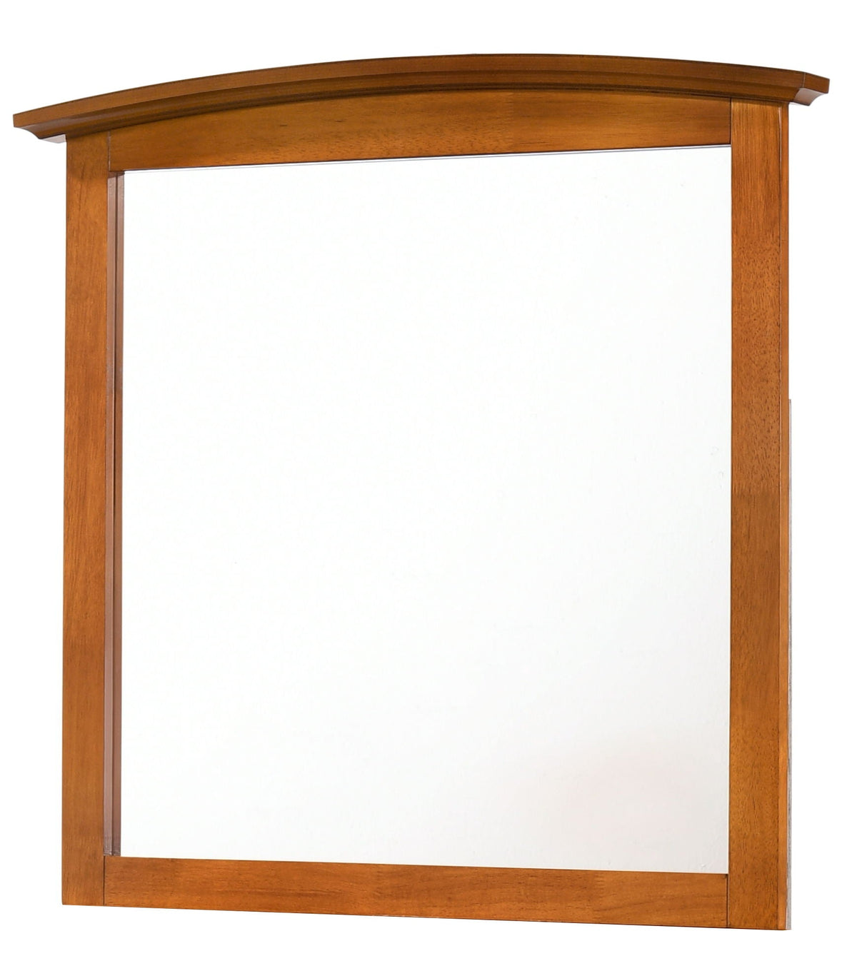Elegant wall mirror with warm brown wood veneer frame and curved top HouseOfZazla on Tampa Home & Garden Store