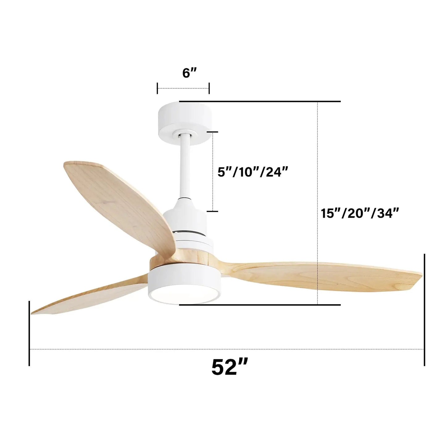 Indoor Ceiling Fan with Dimmable LED Light Remote