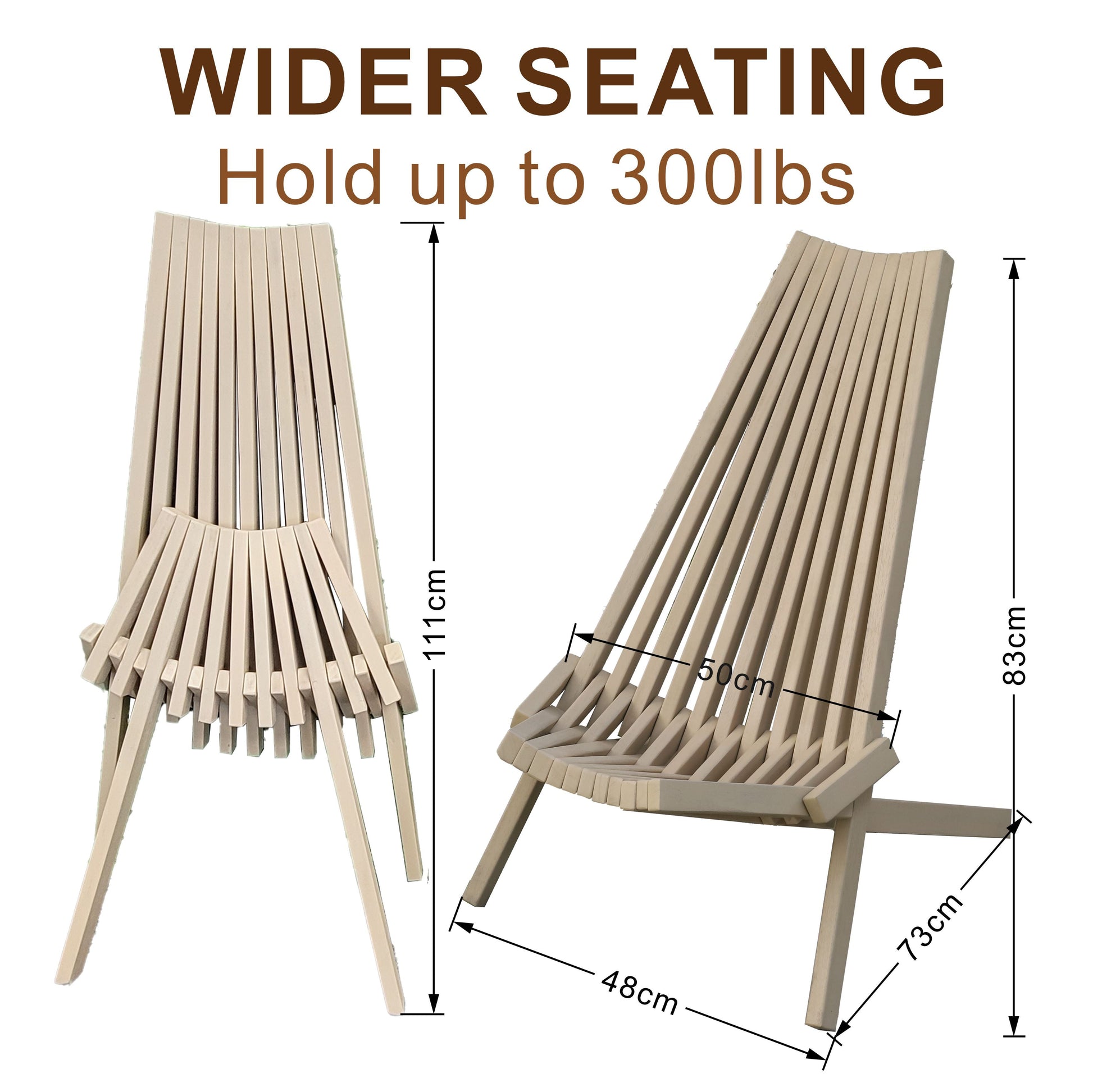 Two folding acacia wood outdoor lounge chairs in natural finish, HouseOfZazla patio seating on Tampa Home & Garden Store