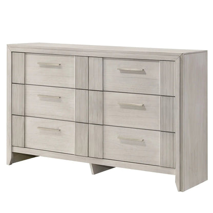 Six Drawer Storage Dresser Mist White Finish